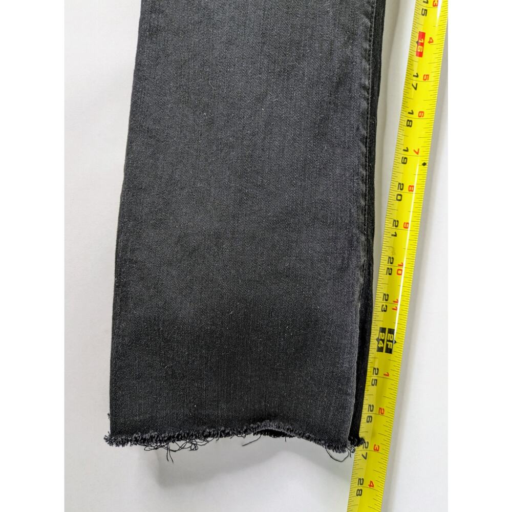 MOTHER Hustler Ankle Fray Jeans 30 Black High Rise Crop Raw Hem Not Guilty - Picture 11 of 15